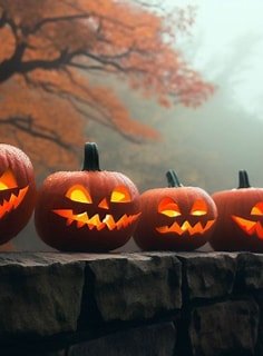 Jack O Lanterns on a wall.jpg