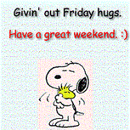 Snoopy giving out Friday Hugs.gif