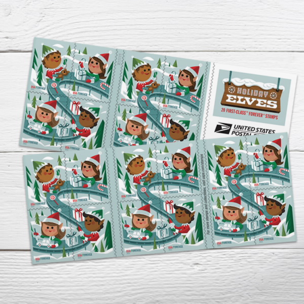 Elves Christmas Stamps